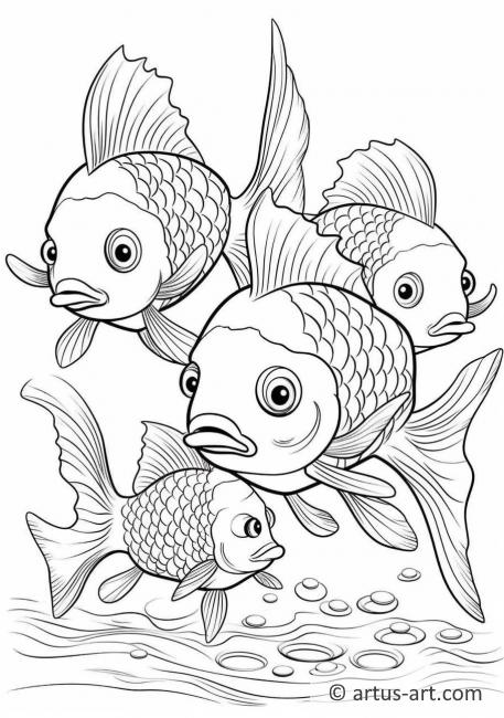 Página para colorear de peces dorados
